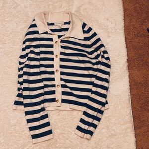 Striped Cardigan with Gold Buttons